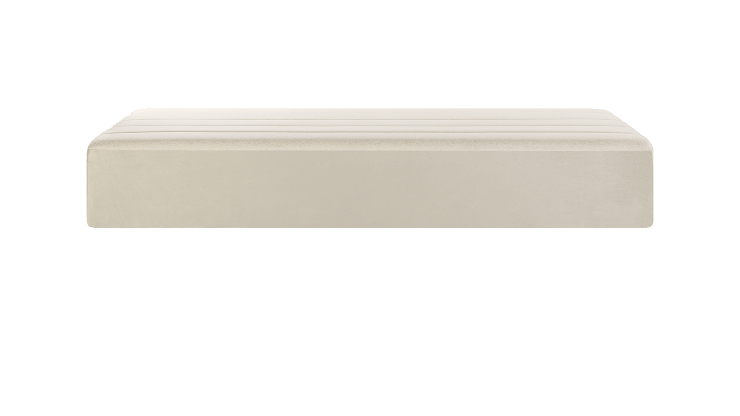 Keetsa Tea Leaf Supreme mattress front profile view emphasizing its thick, supportive build and structured edges for enhanced stability and long-lasting performance.