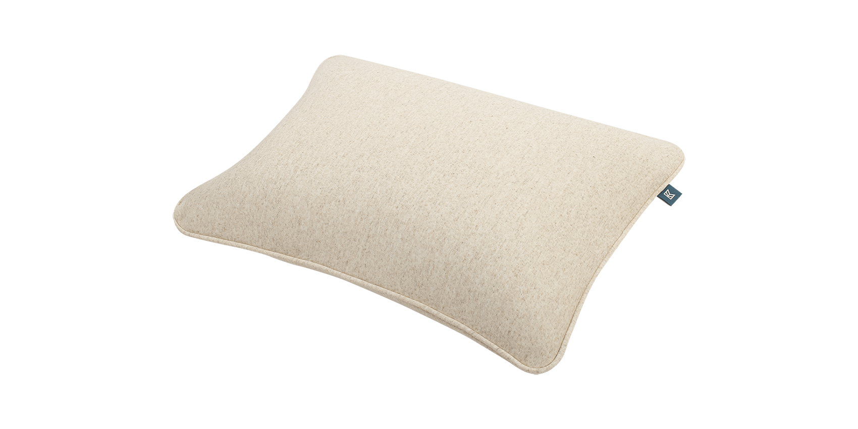 Keetsa Soft Dual Comfort Pillow angled side view displaying its gently contoured profile and even fill distribution, engineered with dual comfort construction to provide soft cushioning and reliable neck support for side and back sleepers.
