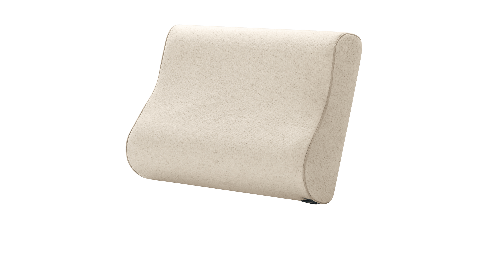 Keetsa Tea Leaf Contour Pillow angled side view emphasizing its ergonomic wave shape and supportive core, crafted to cradle the head and stabilize the neck for enhanced alignment and balanced comfort throughout the night.
