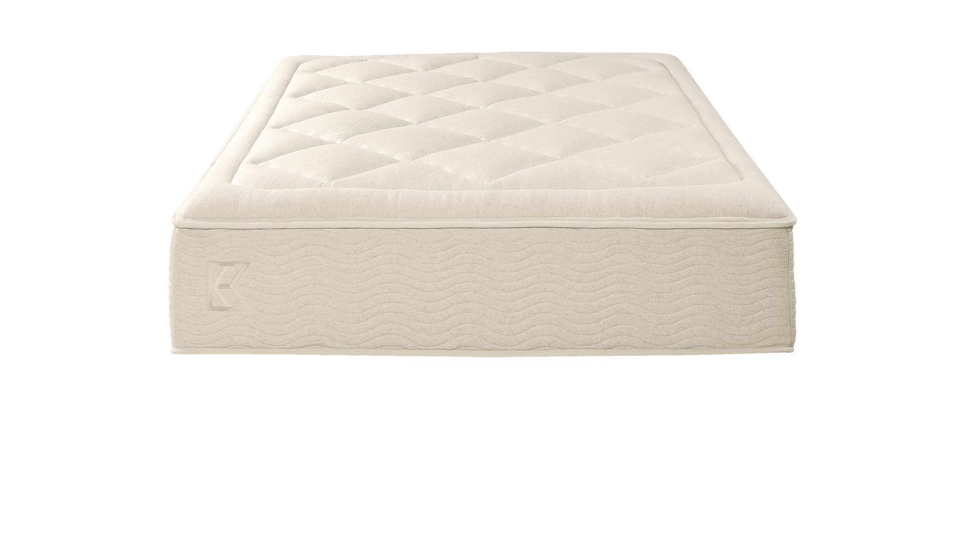 Tea Leaf Dream® mattress straight-on front view with plush quilted top and continuous wave-patterned sides, built to deliver consistent support, edge stability, and a clean, tailored profile for modern bed frames.