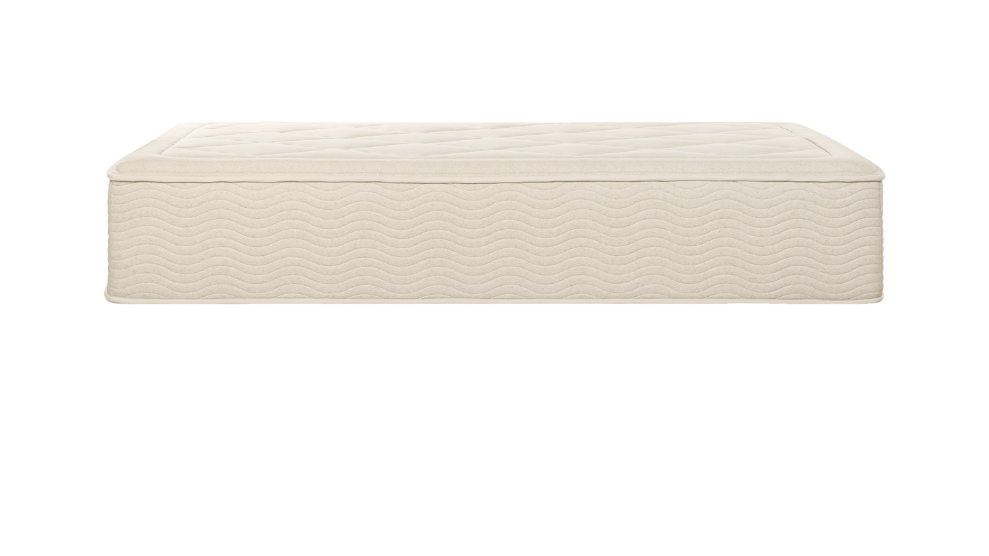 Tea Leaf Dream® mattress side profile featuring a plush quilted top and textured wave-patterned fabric panels, crafted to provide balanced support, durability, and a clean, tailored look for modern bedrooms.