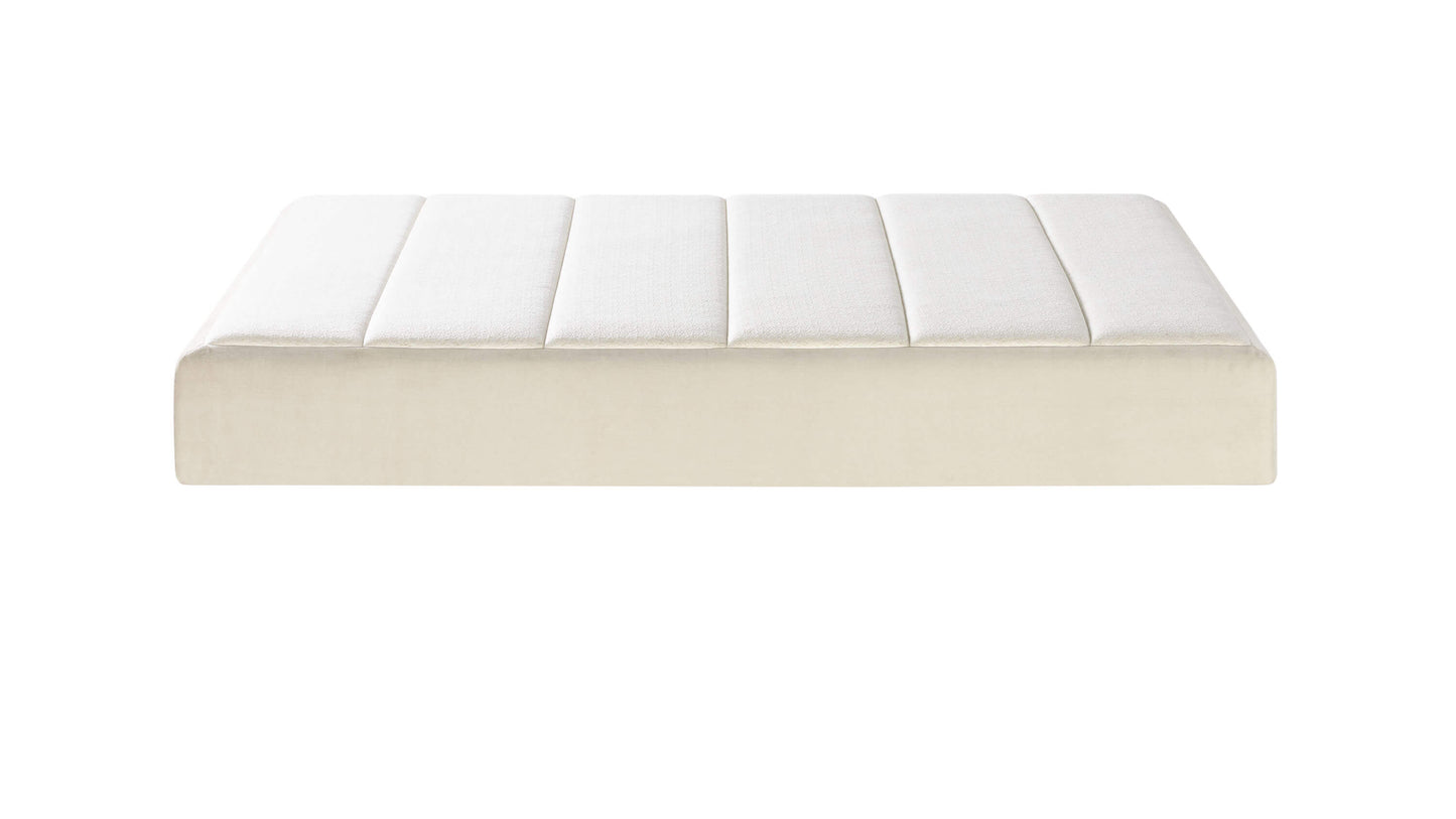 Keetsa Cloud mattress front profile view emphasizing its low-profile height and evenly cushioned sleep surface designed for consistent support and pressure relief.